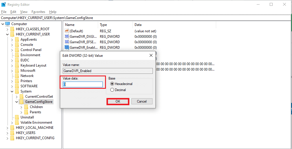 modifiez les données de la valeur à 0 et cliquez sur OK pour enregistrer les modifications. Correction d'Overwatch ne se lançant pas sur Windows 10