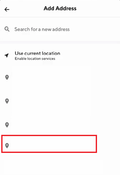 Powtórz kroki od 3 do 6, a następnie wybierz nowy adres z listy | Jak zmienić lokalizację DoorDash?