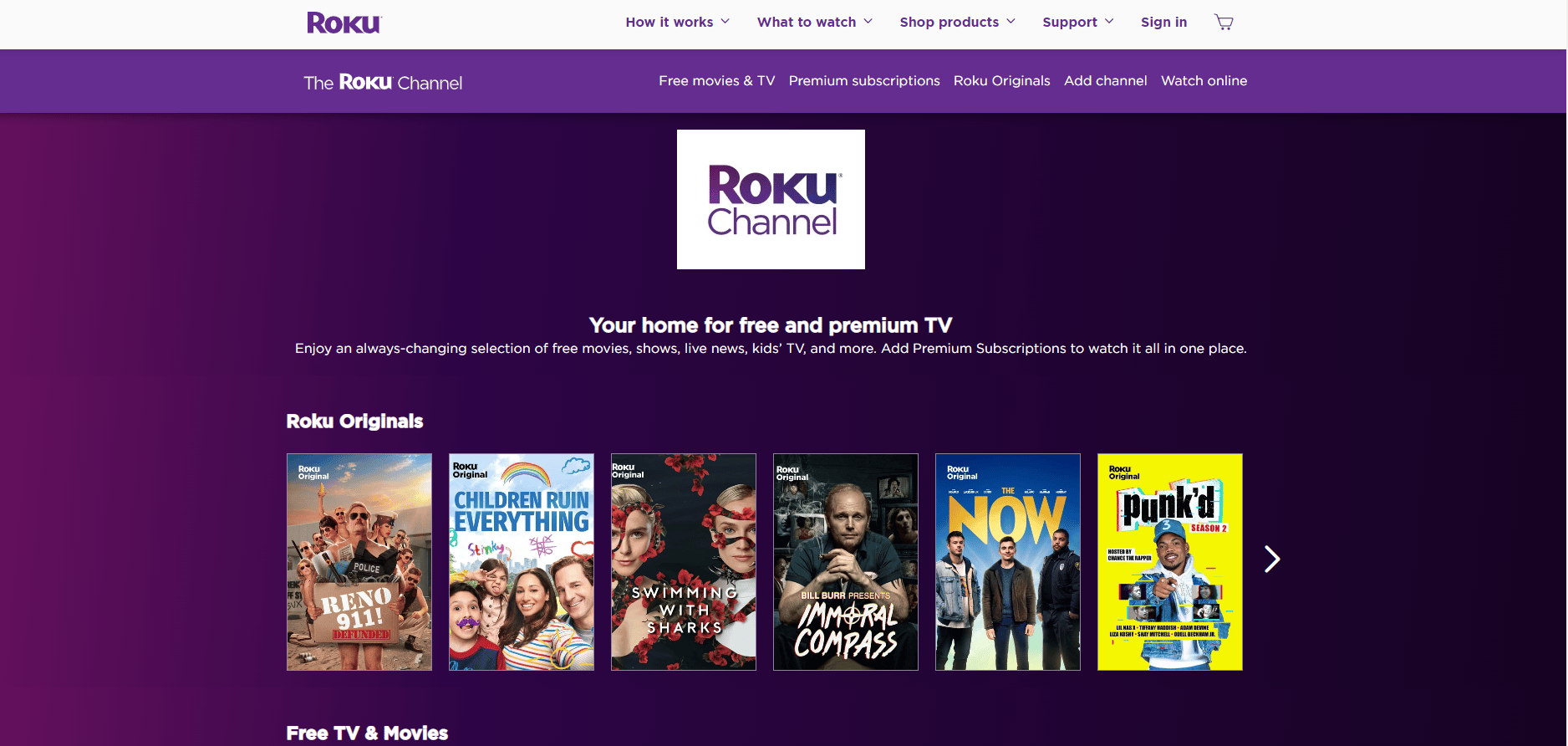 Roku-Kanalseite