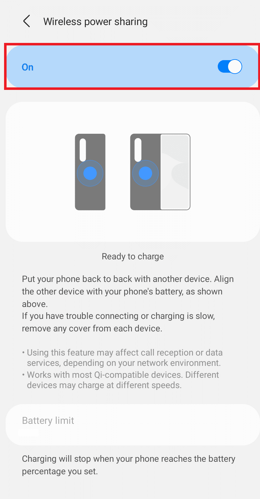 Нажмите на Wireless Power Sharing и включите переключатель | Как поделиться батареей на iPhone