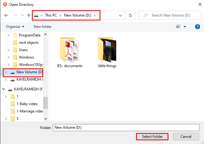 Sélectionnez le dossier Origin Games dans la fenêtre Open Directory et cliquez sur le bouton Select Folder