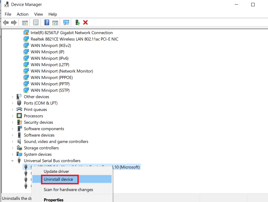 Klicken Sie mit der rechten Maustaste auf Xbox 360 und klicken Sie auf das Gerät deinstallieren. Xbox One Controller wird nach dem Zufallsprinzip vom Windows 10-PC getrennt