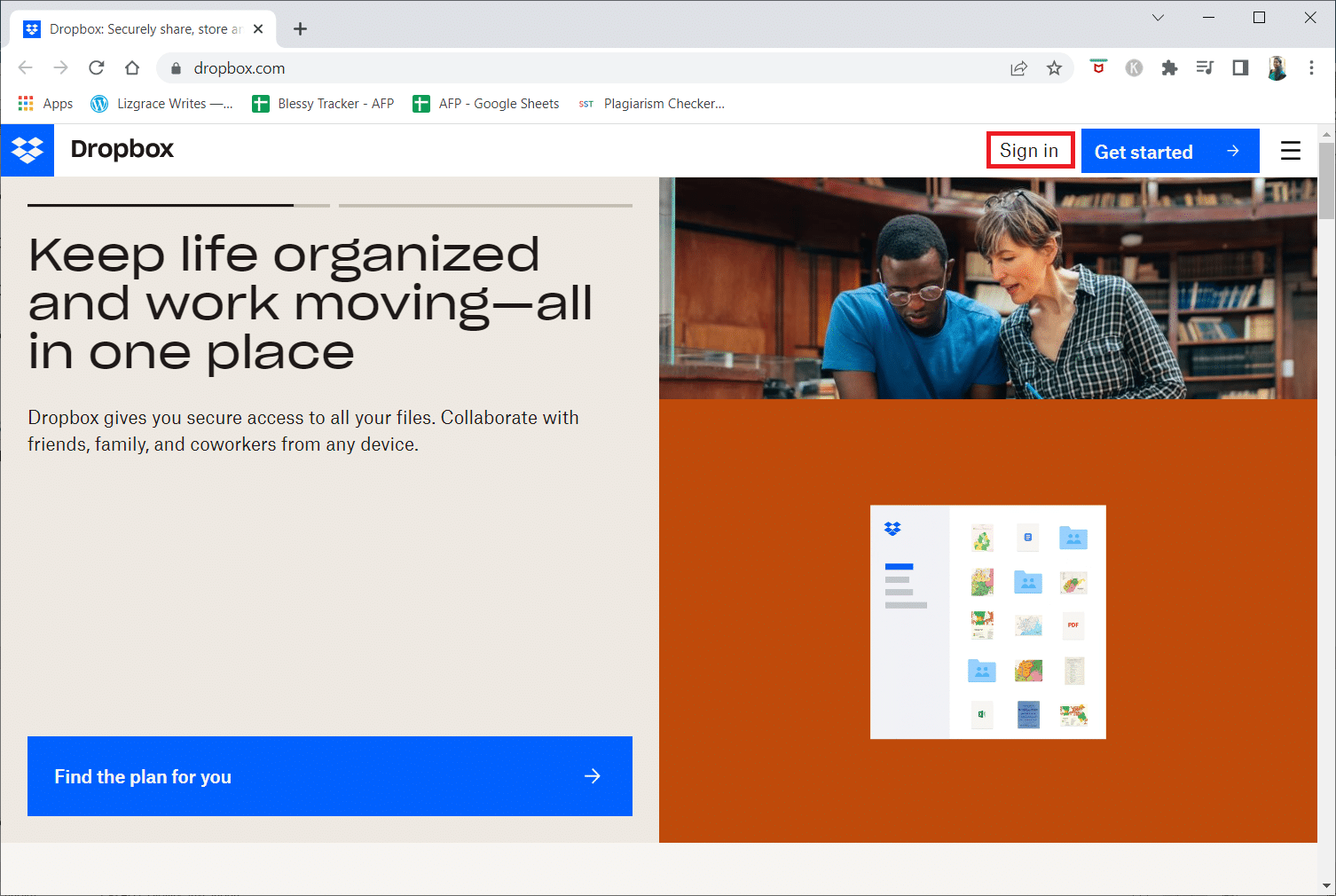 Cliquez sur l'option Connexion dans le coin supérieur droit | comment supprimer un compte Dropbox