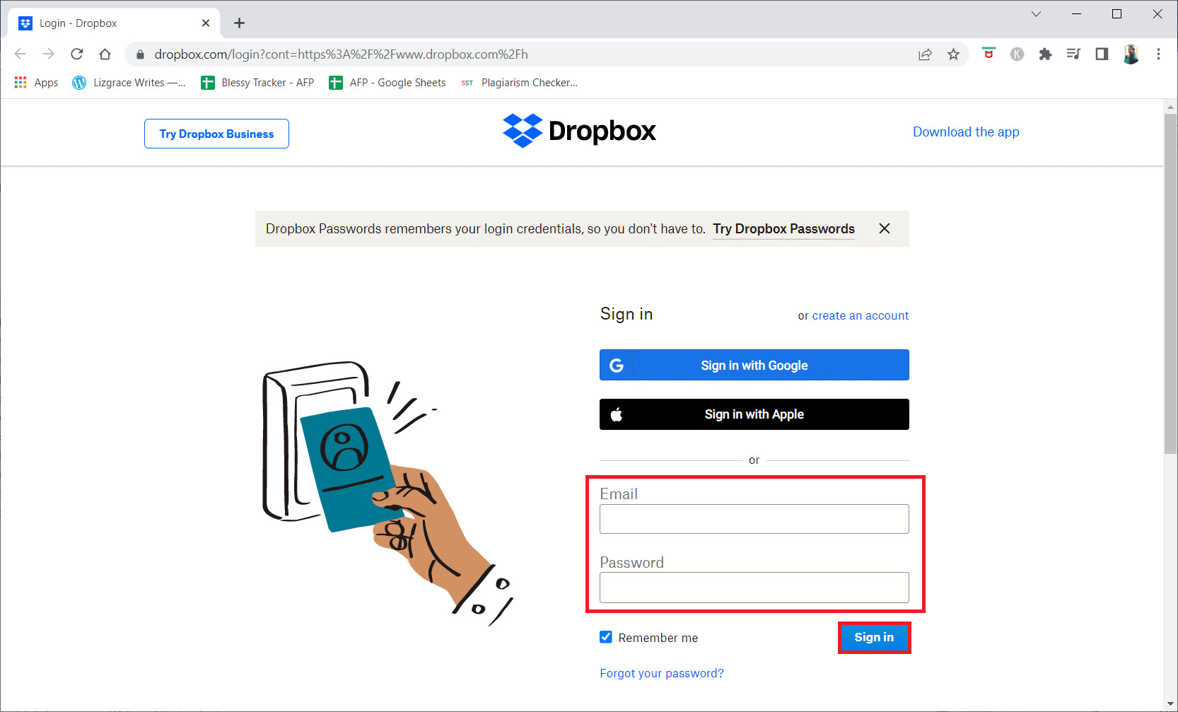 Saisissez vos identifiants de connexion et cliquez sur Se connecter | Comment puis-je me retirer d'un groupe Dropbox