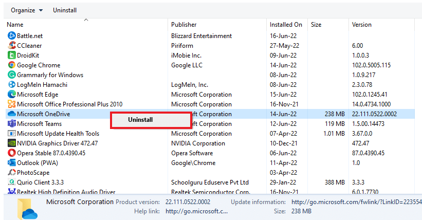 右鍵單擊取消安裝 |修復 Windows 10 上的錯誤 0X800703ee