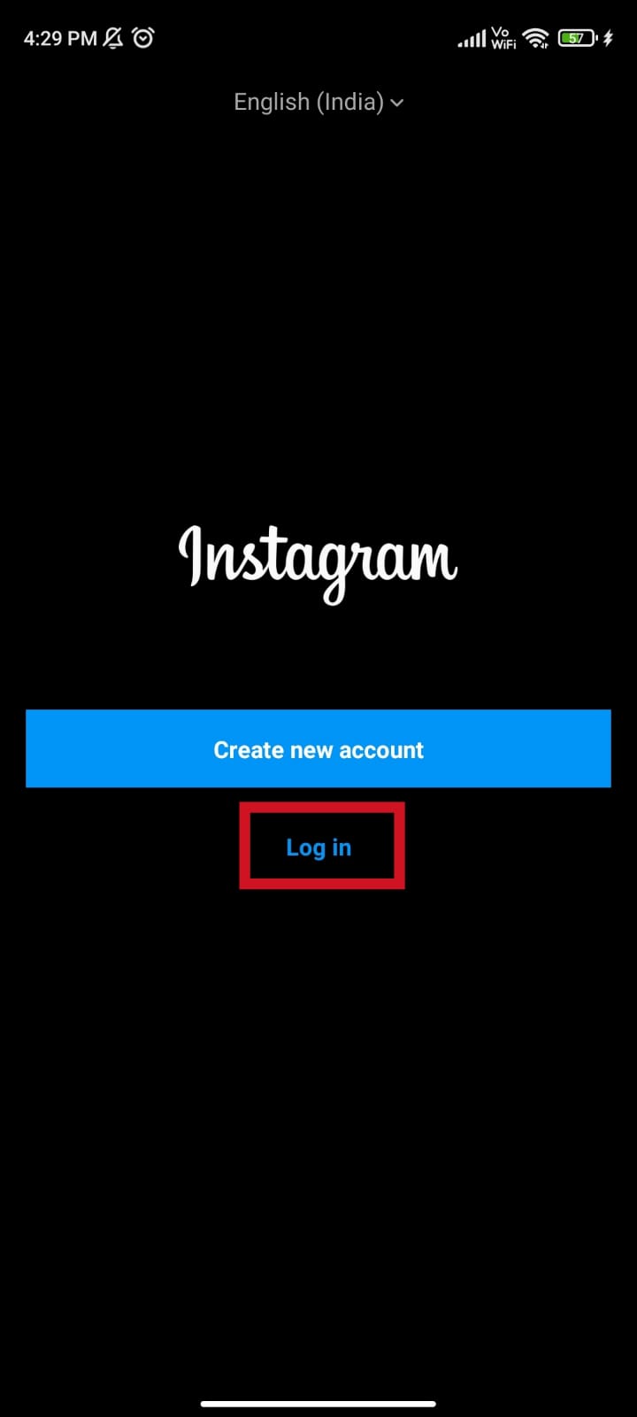 Tippen Sie auf die Anmeldeoption | So stellen Sie ein gelöschtes Instagram-Konto wieder her