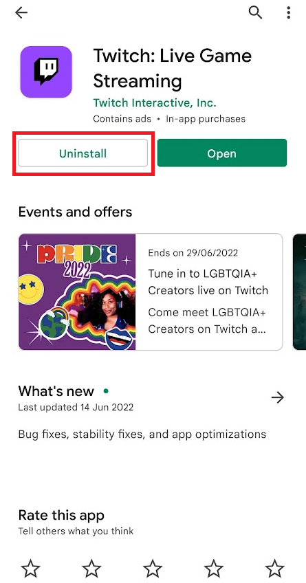 Toca la opción Desinstalar