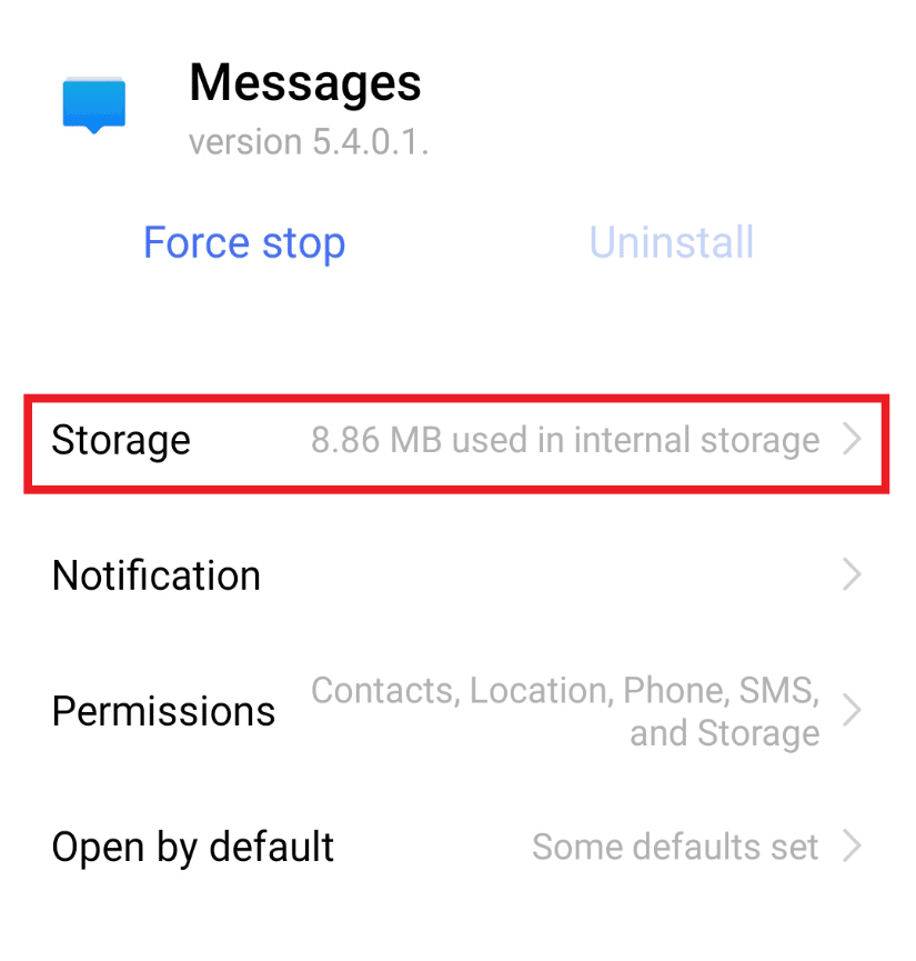 Ketuk penyimpanan | Perbaiki Sayangnya Pesan Telah Menghentikan Kesalahan di Android