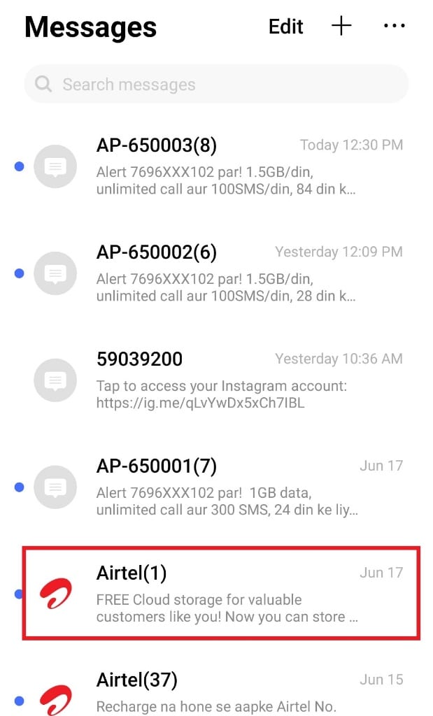 Ketuk dan tahan daftar pesan | Perbaiki Sayangnya Pesan Telah Menghentikan Kesalahan di Android