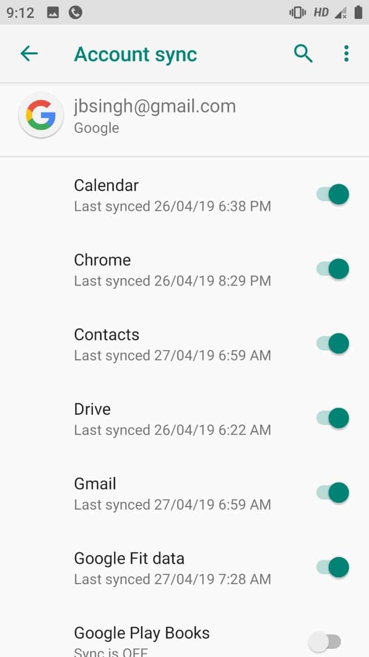 Ative a sincronização para sua conta do Google | Corrigir o erro Android.Process.Media parou