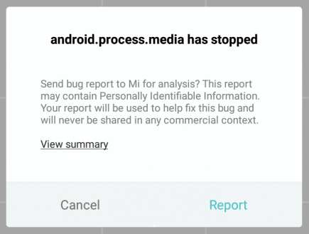 Como corrigir o erro Android.Process.Media parou