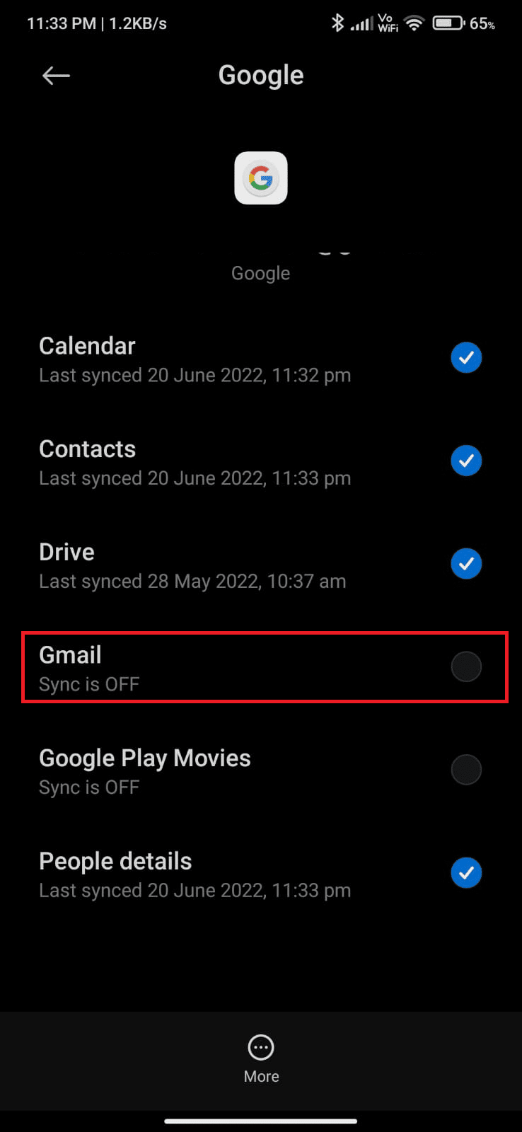 Następnie ponownie dotknij opcji Gmail | Dlaczego mój e-mail mówi w kolejce