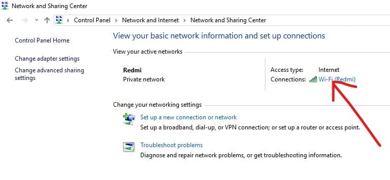 Bağlı WiFi'ye tıklayın