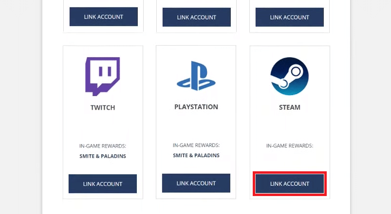 Listeden Steam platformu sekmesini bulun ve HESABI BAĞLA üzerine tıklayın.