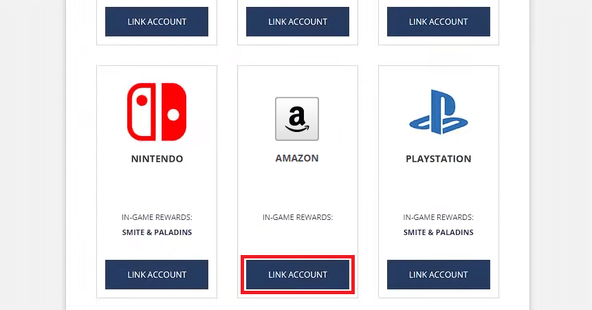 Listeden Amazon sekmesi seçeneğini bulun ve HESABI BAĞLA üzerine tıklayın.