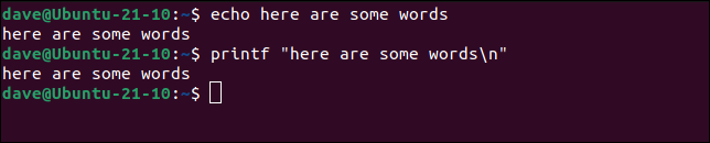 使用帶引號的單詞和換行符的 echo 和 printf