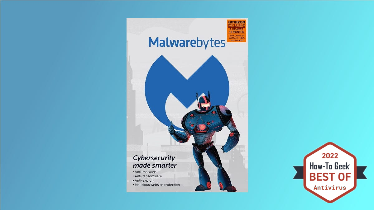 Malwarebytes-Box auf blauem Hintergrund