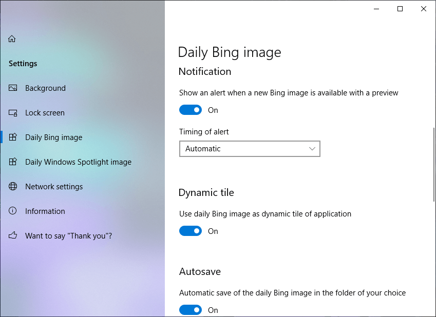 毎日のBingイメージ設定を変更する