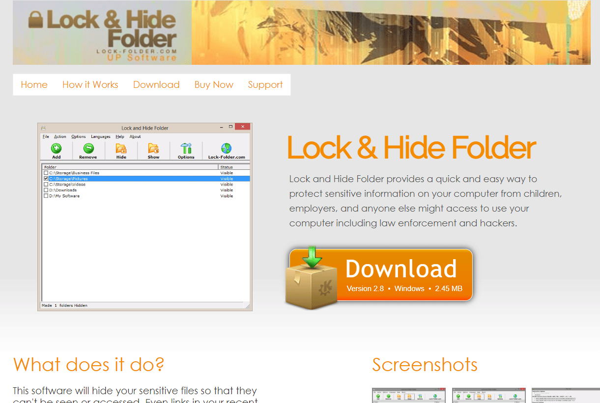 Lock and Hide Folder melhor software de bloqueio de pastas para Windows 7 10 PC download gratuito