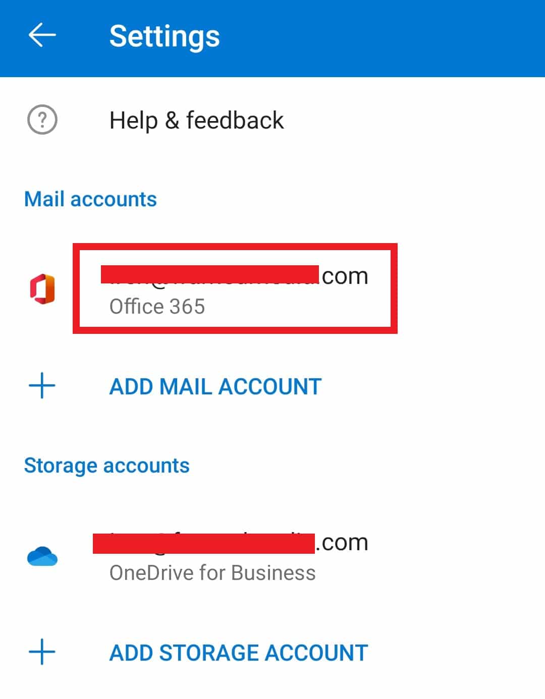 點擊您要刪除/刪除的帳戶 |如何註銷 Outlook Mobile