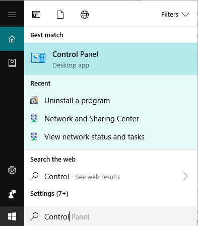 検索バーを使用してコントロールパネルを検索し、コントロールパネルを開きます。 Windows10でPCからマルウェアを削除する方法