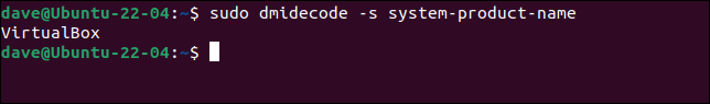VirtualBoxVMを正しく識別するdmidecodeコマンド