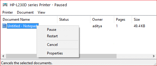 プリンタキュー内の未完了のタスクを削除します| Windows10でスタックした印刷ジョブをキャンセルまたは削除する