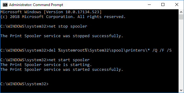 Windows10でスタックした印刷ジョブをキャンセルまたは削除するコマンド