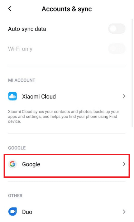 Toque en Google. Arreglar la autenticación de Google Play es un error requerido en Android