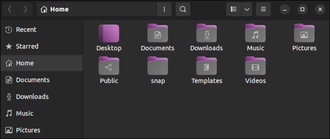 Ubuntu 22.04'te mor vurgu rengi kullanan dosya tarayıcısı