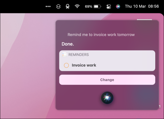 macOSでSiriを使用して新しいリマインダーを作成する