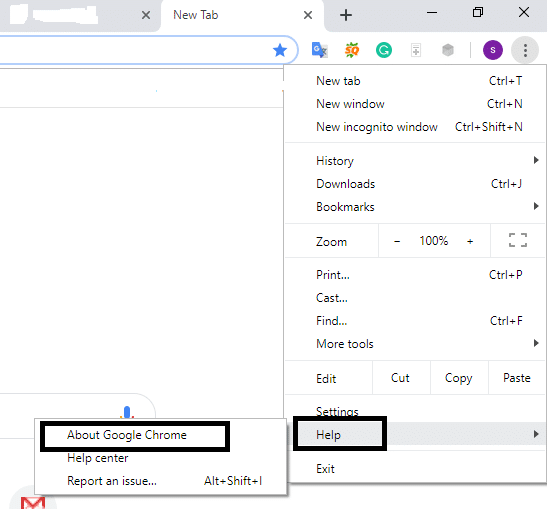 Faceți clic pe Despre Google Chrome