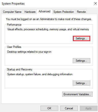 パフォーマンス設定を選択します。 Windows10でのPUBGの遅延を修正