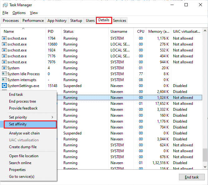 アフィニティを設定します。 Windows10でのPUBGの遅延を修正