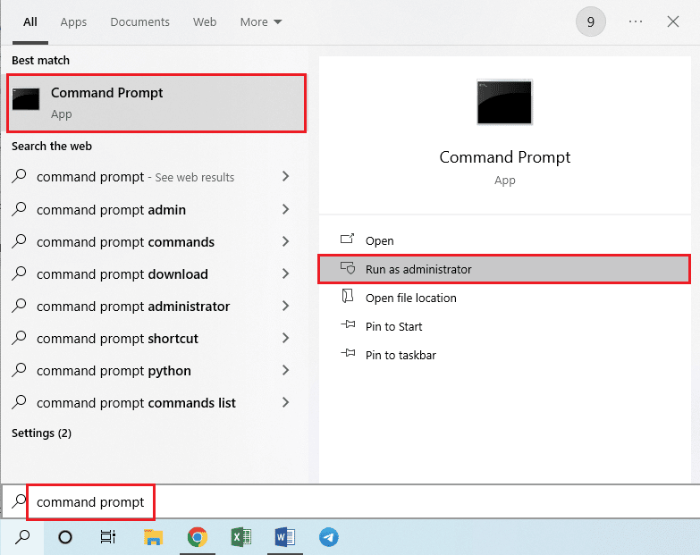 管理者としてコマンドプロンプトを起動します。 Windows10でプロセスがファイルにアクセスできないというエラーを修正する