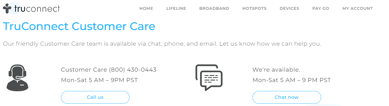 Sitio web de atención al cliente de TruConnect