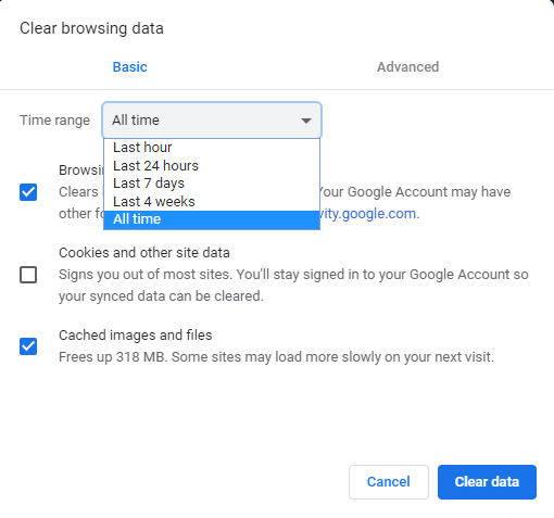 Chromeで最初から閲覧履歴を削除する
