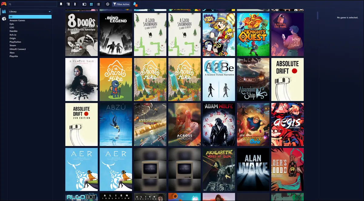 Biblioteki gier skonsolidowane w Playnite.