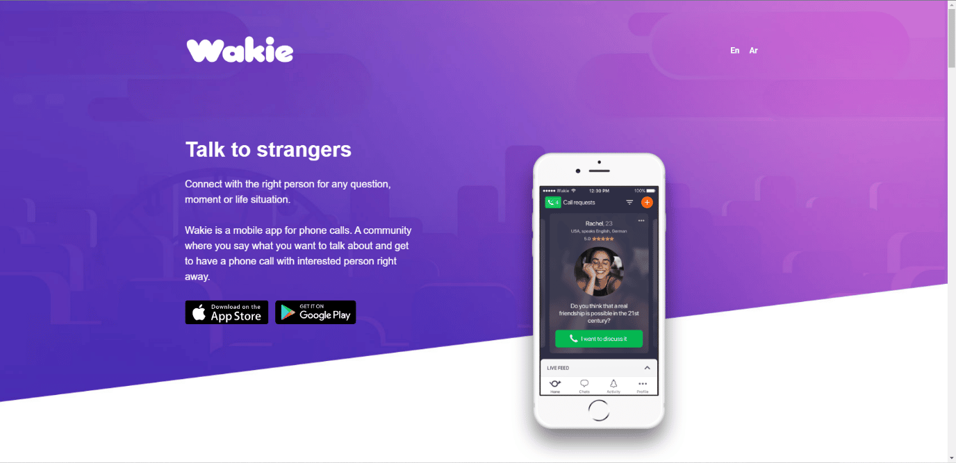 Wakie. Top cele mai bune aplicații gratuite de chat anonim