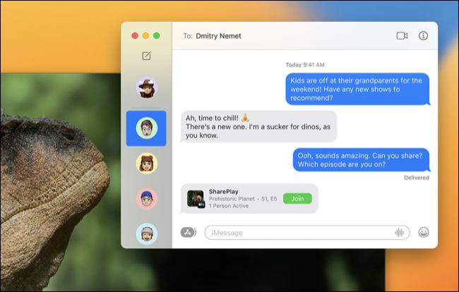 macOS 13 Ventura SharePlay Invito nei Messaggi