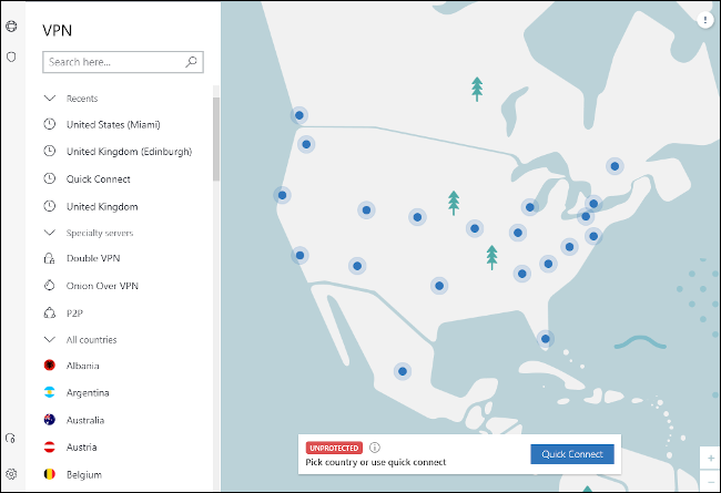 อินเทอร์เฟซ NordVPN