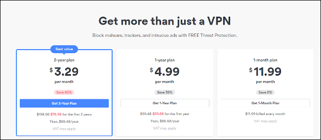 แผนการกำหนดราคาของ NordVPN