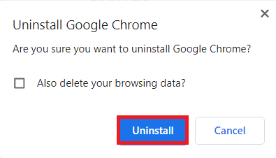 Нажмите кнопку «Удалить» в окне подтверждения удаления Google Chrome.