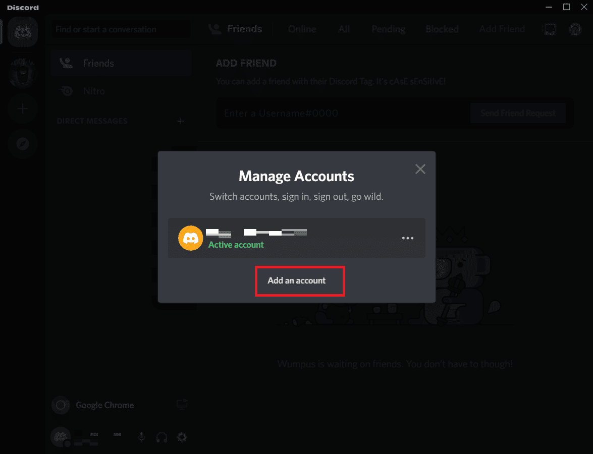 Klik pada opsi Tambahkan akun | Cara Beralih Antara Beberapa Akun di Discord