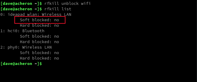 Использование rkill для разблокировки карты Wi-Fi