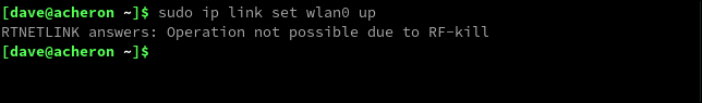 RF-kill идентифицирован как блокирующий работу карты Wi-Fi.