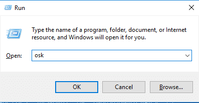 按 Windows 键 + R 并键入 osk 以启动屏幕键盘