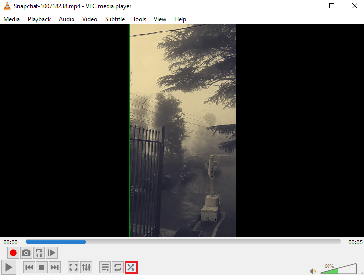Klik pada ikon Acak. Cara Membuat Video Loop VLC