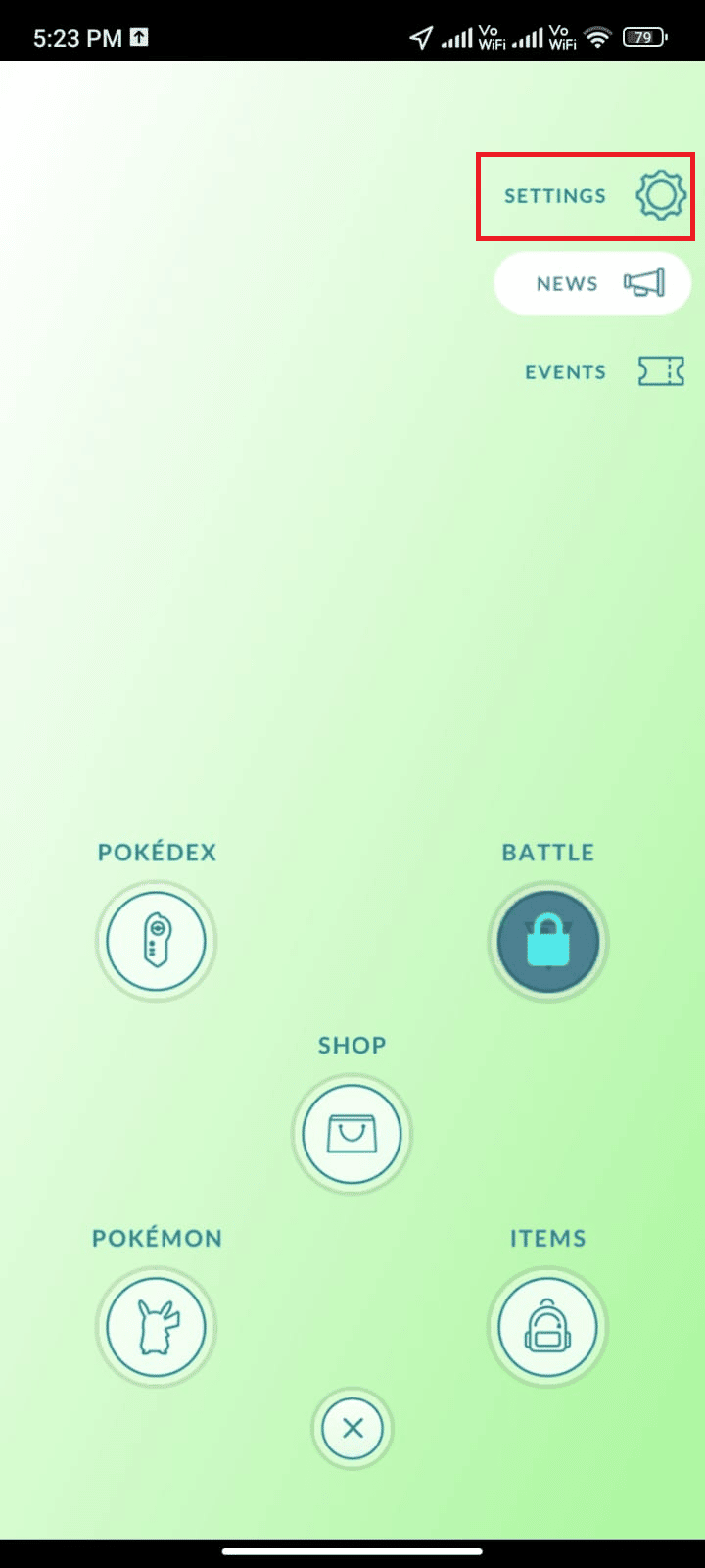 اضغط على الإعدادات. إصلاح خطأ Pokemon Go 26