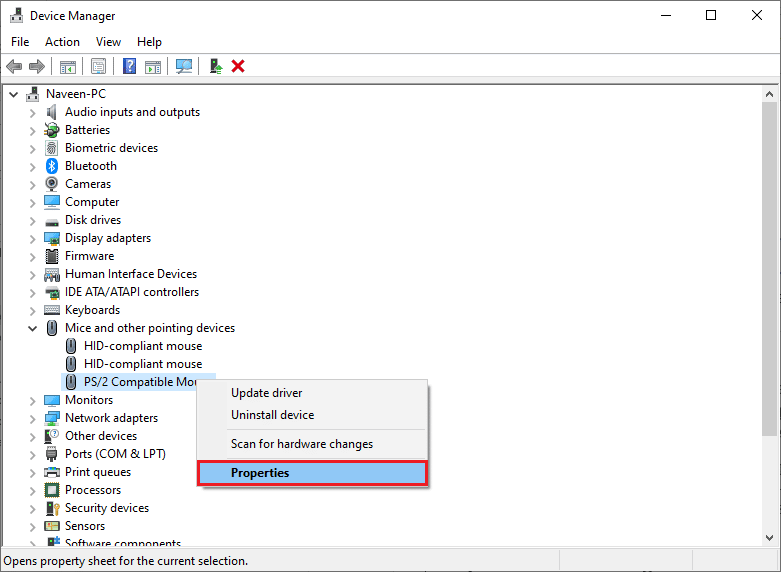 Klik kanan pada mouse yang aktif dan klik pada opsi Properties. Cara Melakukan Reverse Scrolling pada Windows 10